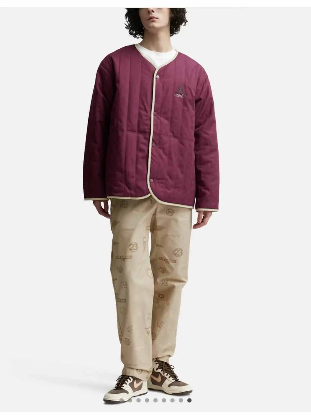 Jordan Quilted Burgundy Jacket with Cream Trim